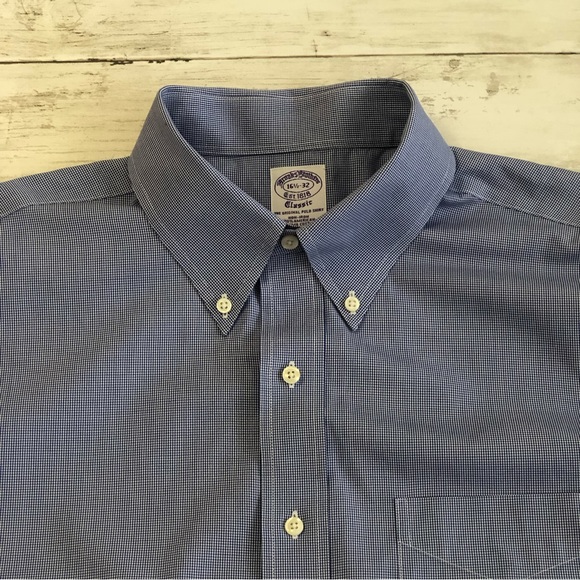 BROOKS BROTHERS Classic Men Long Sleeve Casual Button Down Shirt Sz 16 1/2 -32 - Picture 4 of 14